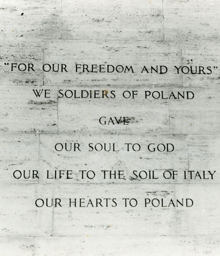 Image of inscription on Polish memorial, sent to Polish Army League