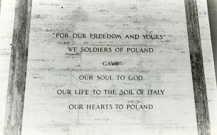 Image of inscription on Polish memorial, sent to Polish Army League