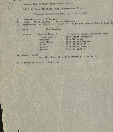 Womens War [Service] Auxiliary Concert programme