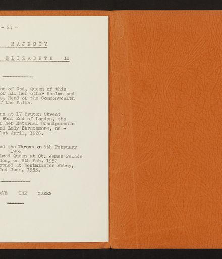 Schedule of Instructions and Details of Assembly for School Children for Royal Visit, 1954 25