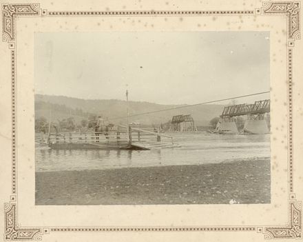 Ashhurst Bridge and Punt, c.1897 flood