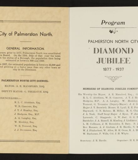 Palmerston North City Diamond Jubilee Programme 2