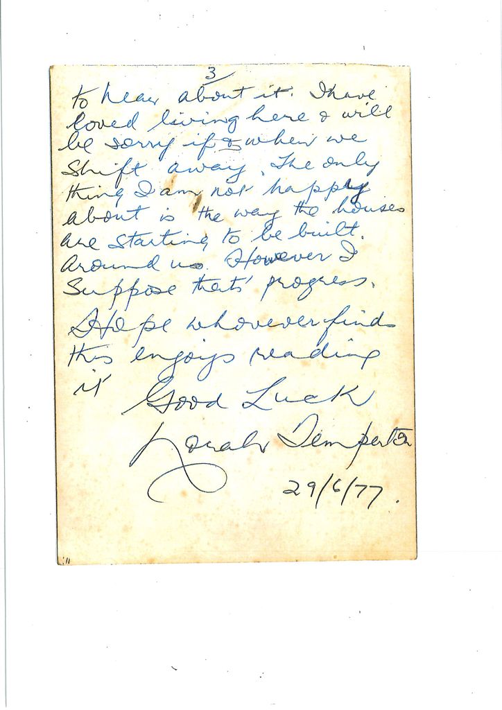 Letter from Norah Temperton