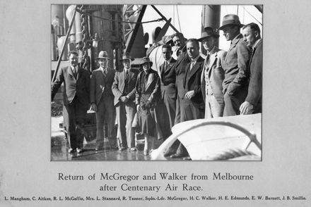 In front of ‘Manawatu’ (Miles Hawk ZK-ADJ) onboard the TSS Monowai, Wellington - Resource cover image