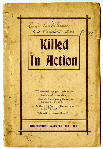 "Killed in Action" - WWI pamphlet