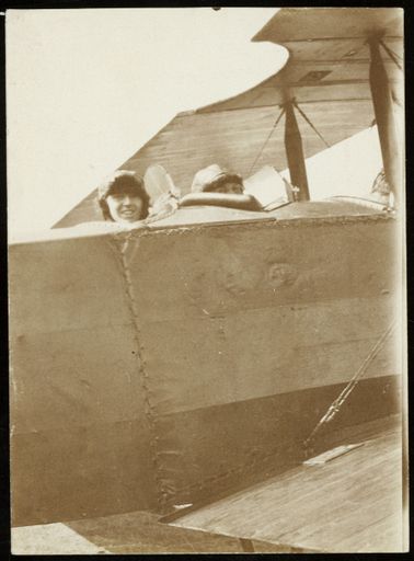 Philip Fowler and passenger in aeroplane