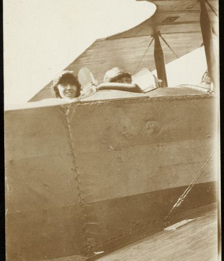 Philip Fowler and passenger in aeroplane