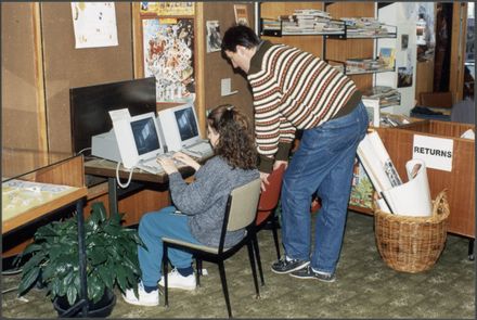People at computer terminals at the Palmerston North Public Library
