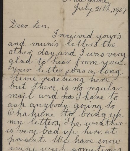 Letter home from Pat Argyle