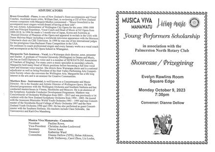 Musica Viva Manawatū Young Performers Showcase Concert programme, 9 October 2023 - Resource cover image