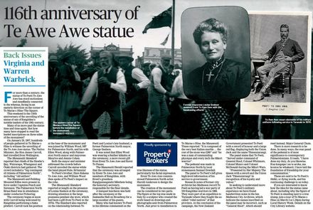Back Issues: 116th anniversary of Te Awe Awe statue