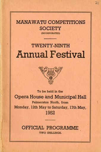 Manawatū Competitions Society, Official Programme, Twenty-Ninth Annual Festival