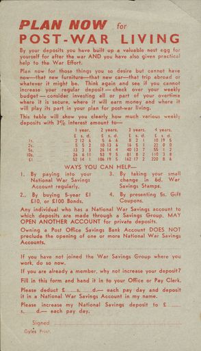 "Plan Now for Post-War Living" document