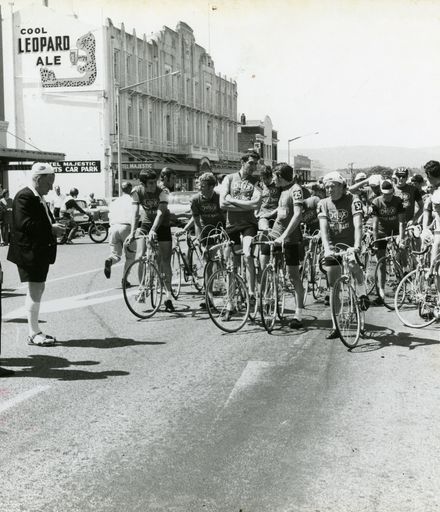 Start Line of Palmerston North-Wellington Segment of Dulux Six-Day Cycle Race, ~1968