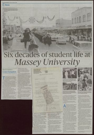 Back Issues:  Six decades of student life at Massey University