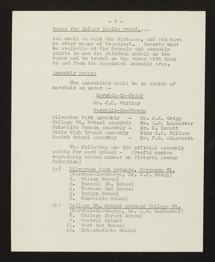 Schedule of Instructions and Details of Assembly for School Children for Royal Visit, 1954 7