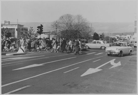 Pedestrians Crossing on Rangitikei Street Corner