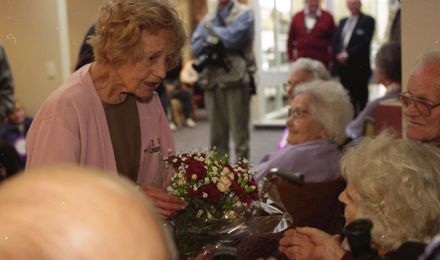 Madge Allsop visits Brightwater Home