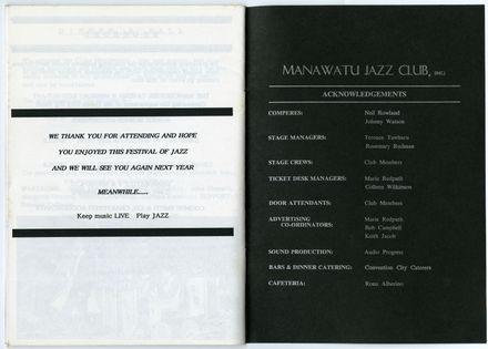 Manawatū Jazz Festival Program, 1992