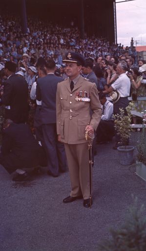 The Queen Mother presents the Squadron Standard to the RNZAF No. 75 Squadron
