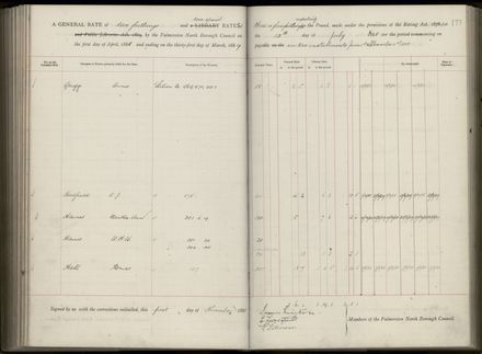 Palmerston North Rate Book, 1886-1889, 181
