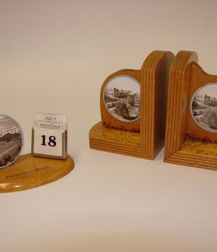 Image 2: Wooden Bookends and desk calendar with photographs of The Square