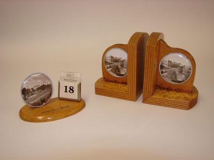 Image 2: Wooden Bookends and desk calendar with photographs of The Square