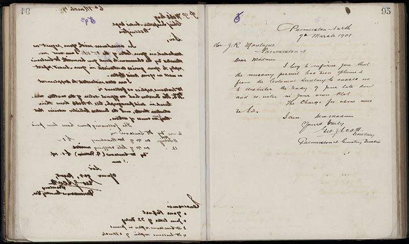 Outwards Correspondence of the Palmerston North Cemetery Trustees, 1898 -1902 122