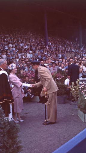 The Queen Mother presents the Squadron Standard to the RNZAF No. 75 Squadron