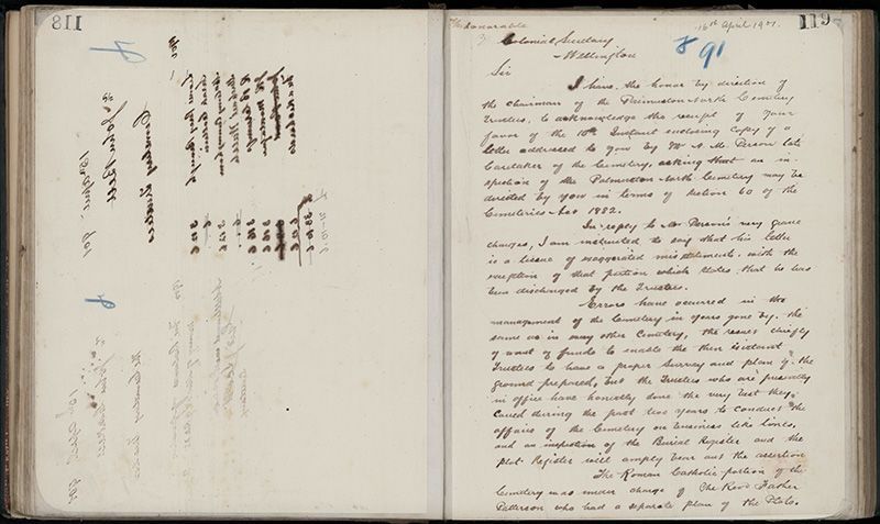 Outwards Correspondence of the Palmerston North Cemetery Trustees, 1898 -1902 145