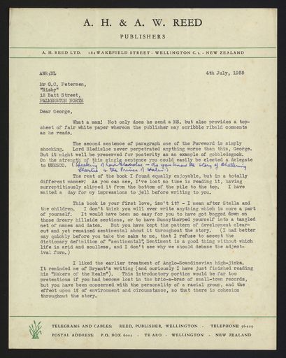 Letter from Clif Reed to G C Petersen