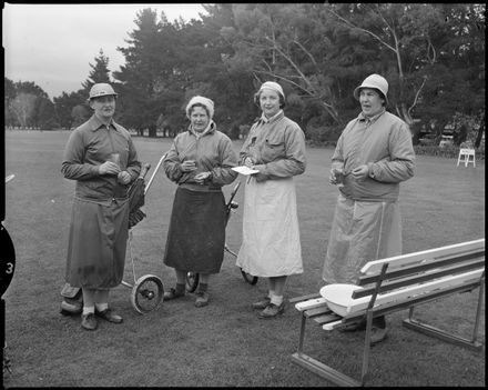 "Women Golfers Enjoy Refreshments"