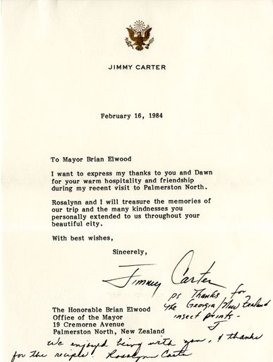 Letter of Thanks - Jimmy Carter to Brian Elwood - Resource cover image