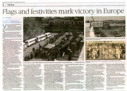 Back Issues:  Flags and festivities mark victory in Europe
