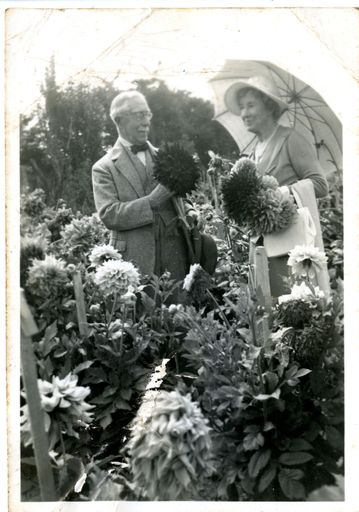 Lord and Lady Bledisloe in Shailer's dahlia patch