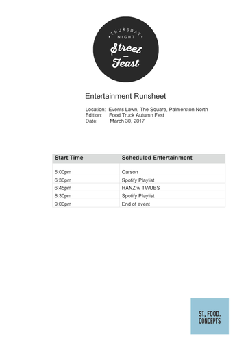 Thursday Night Street Feast - Autumn Fest (Runsheet) - Resource cover image