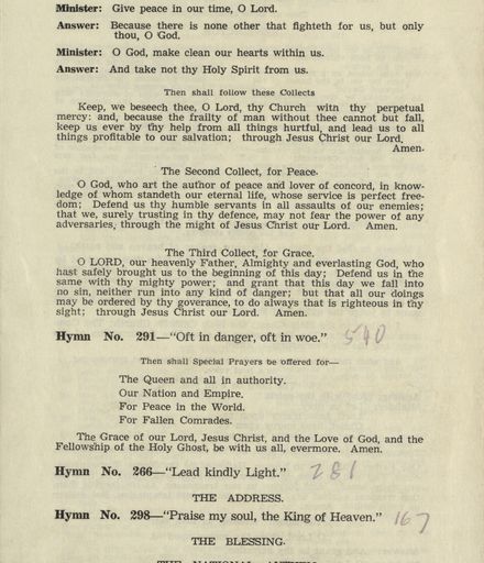 Order of Service for the Battle of Britain Commemoration Service 1958 3