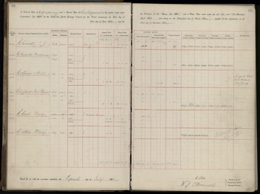 Palmerston North Rate Book, 1893 - 1896, 23