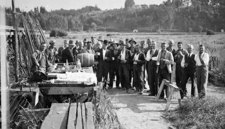 Workmen at the construction site of second Fitzherbert Bridge