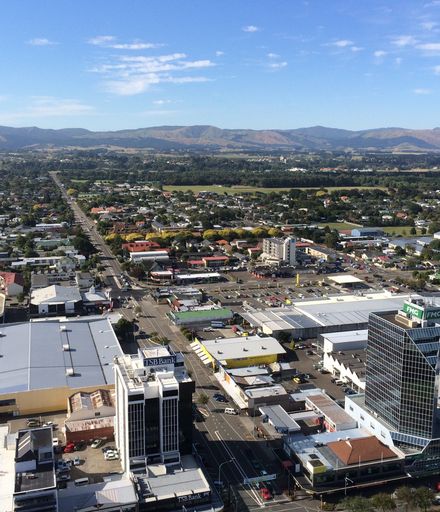 Aerial image taken from The Square, Palmerston North