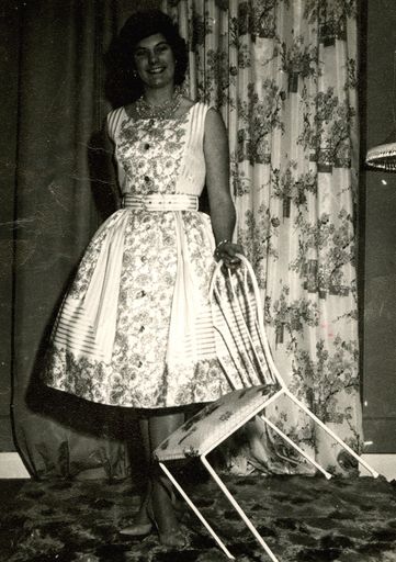 Gaye Ware modelling at Milne and Choyce