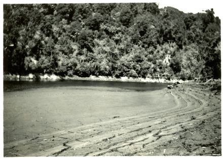 The old reservoir depleted of water and full of mud