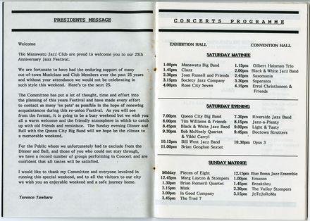 Manawatū Jazz Festival Program, 1992