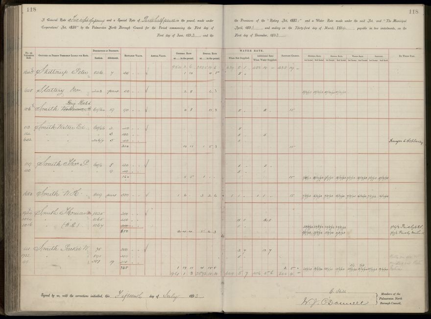 Palmerston North Rate Book, 1893 - 1896, 123