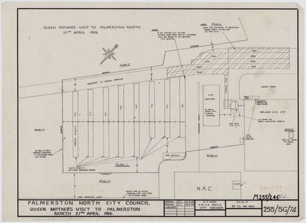 Plan of Queen Mother's reception on visit to Palmerston North