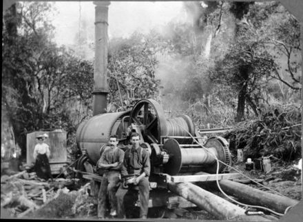 Log-hauler and workers, in bush land