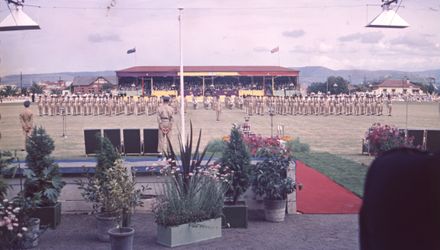 The Queen Mother presents the Squadron Standard to the RNZAF No. 75 Squadron