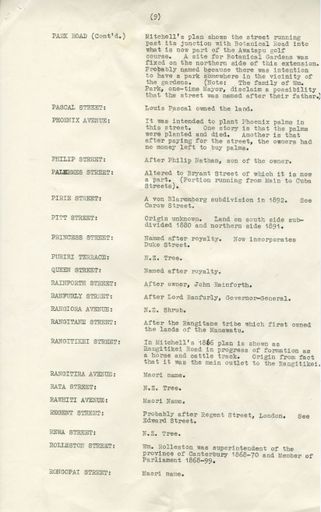 Page 9: Origins of street names of Palmerston North