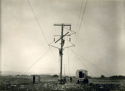 Workmen Repairing Power Line - Mangahao Electric Power Scheme