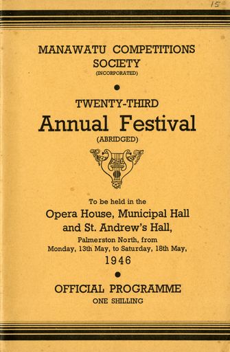 Manawatū Competitions Society, Official Programme, Twenty-Third Annual Festival - Resource cover image
